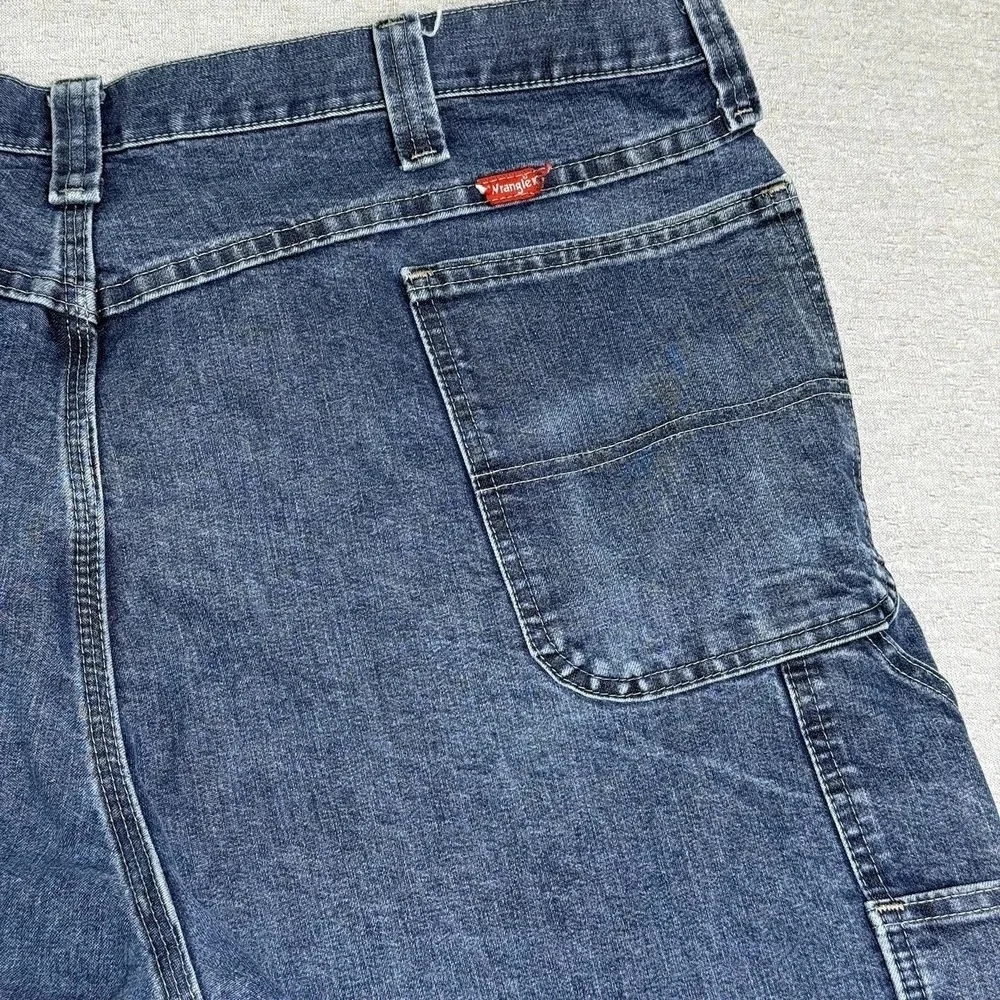 Wrangler Men's Carpenter Jeans 44x32 Blue Utility Work Denim Relaxed Fit